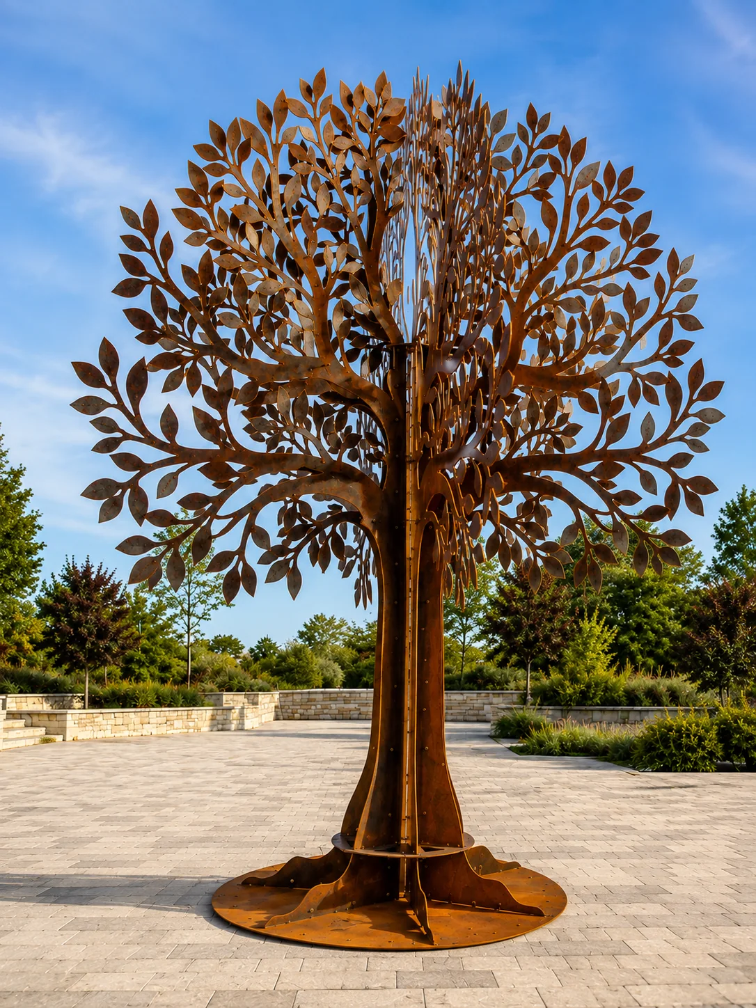 Vista completa dell'albero in Corten